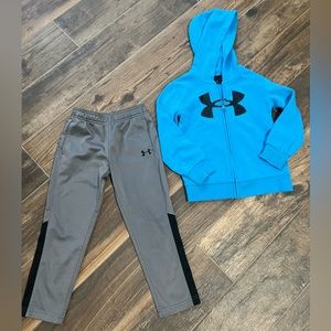 Boys Under Armour zip up hoodie jacket and athletic pants, size 5